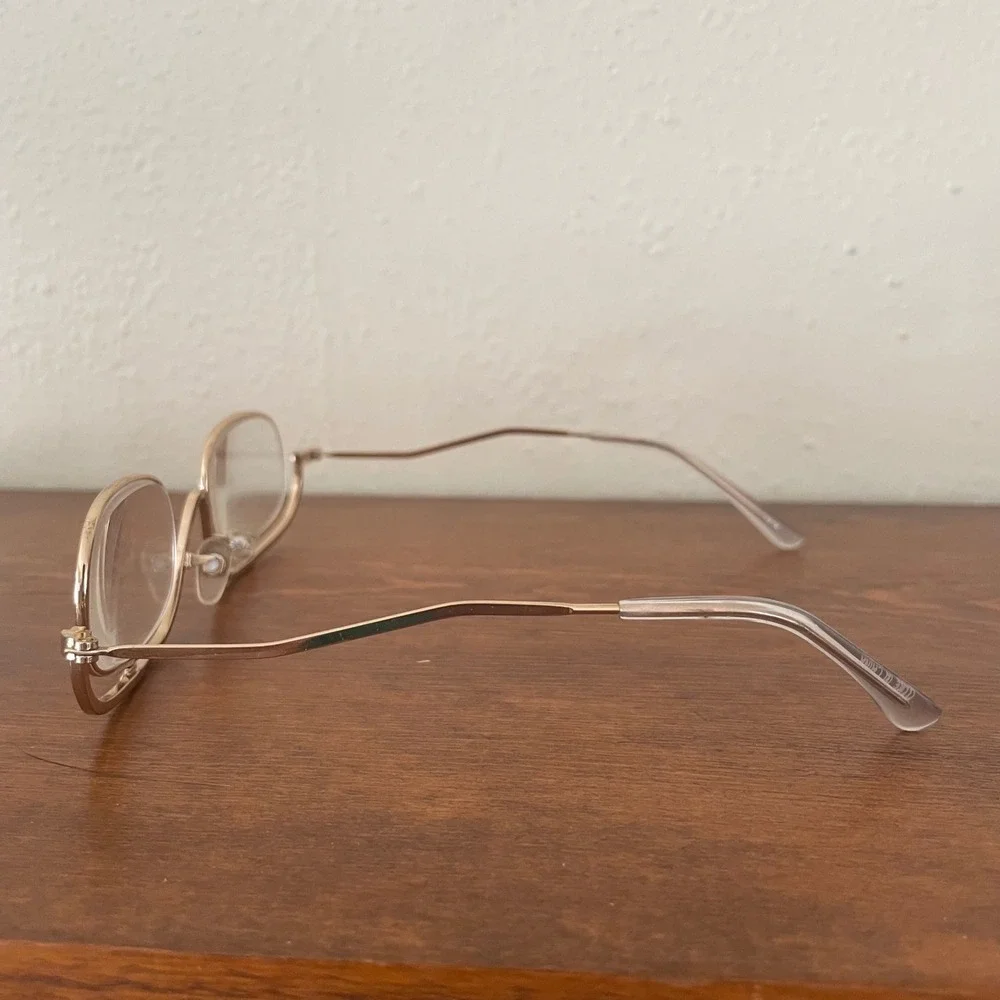 Dual Flip Down Magnifier +3.00 Glasses Readers Gold Tone Folding Makeup